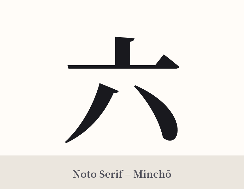 六 in Noto Serif – Classic Minchō