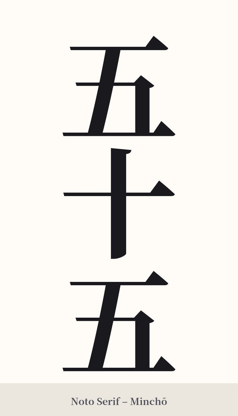 五十五 in Noto Serif – Classic Minchō