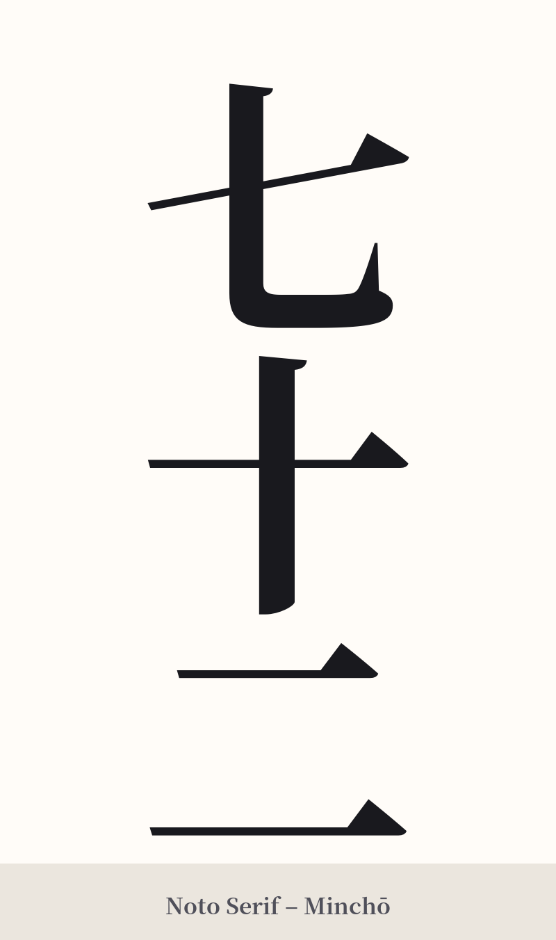 七十二 in Noto Serif – Classic Minchō